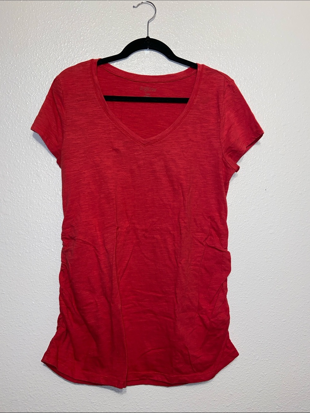 Maternity Red V-Neck Short Sleeve Tee, Size Large